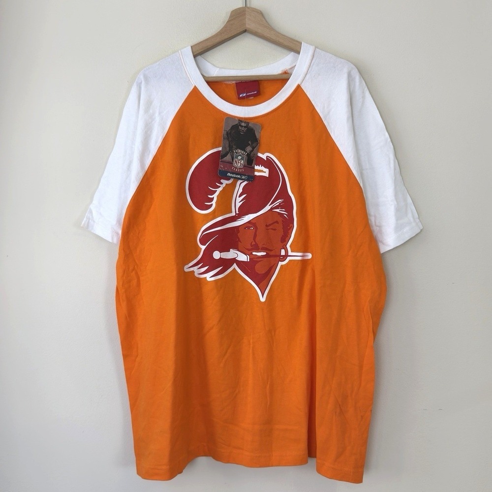 Vintage Reebok Tampa Bay Buccaneers NFL Orange White NWT Tee Shirt - XXL